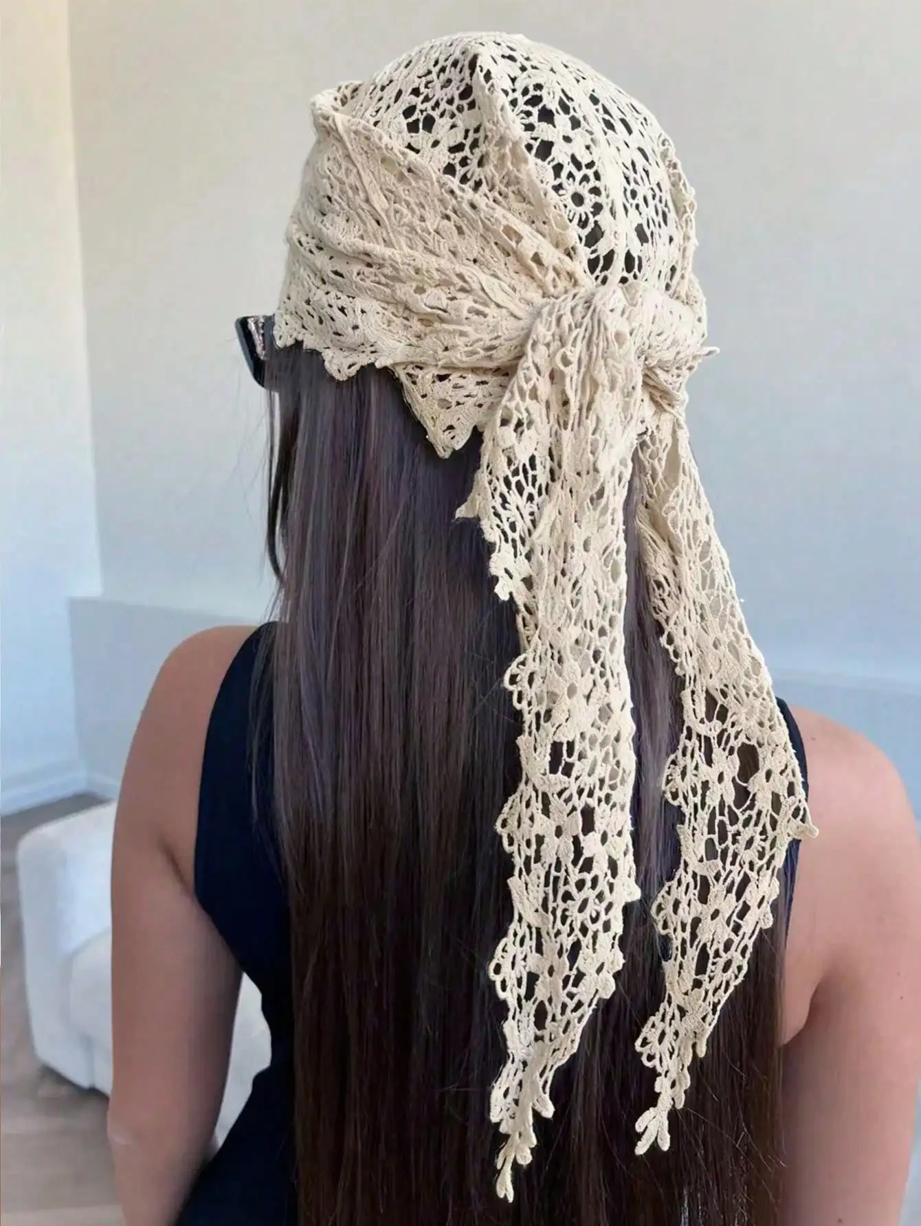 1pc Women's Floral Lace Scarf & Headscarf Set, Lightweight & Breathable, Suitable For Beach, Casual, Party And Formal Occasions Summer Hair Accessories Beach Hair Bands Vacay Headbands Women Bandana