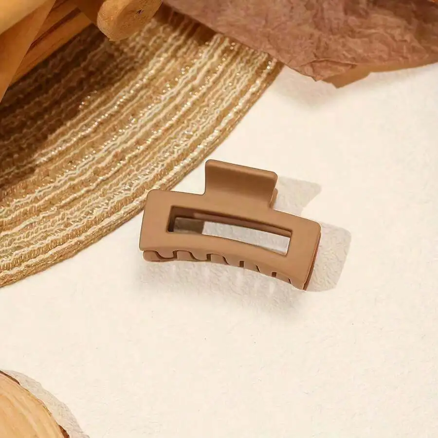 4pcs Small Coffee Color Hair Claw Clips For Women Styling Accessories