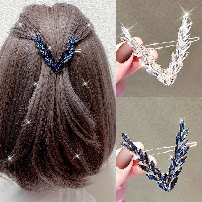 Luxury Shiny Korean Style V Shaped Hair Clips Fashion Hair Accessories For Women Perfect Party Gifts Elegant Headwear Stylish Hair Pins Suitable For Daily Wear Wedding Banquet And Holiday Occasions ha