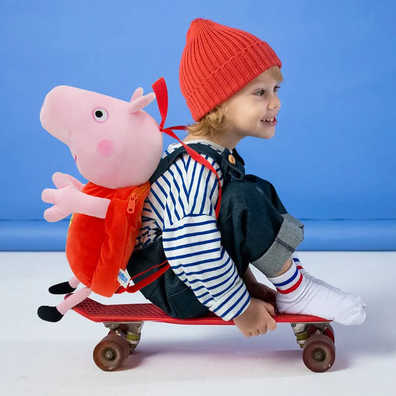 Peppa Pig George Dinosaur Embroidery Plush Stuffed Toy Cartoon Backpack School Starts Day Gift Cute Birthday Gift for Friend