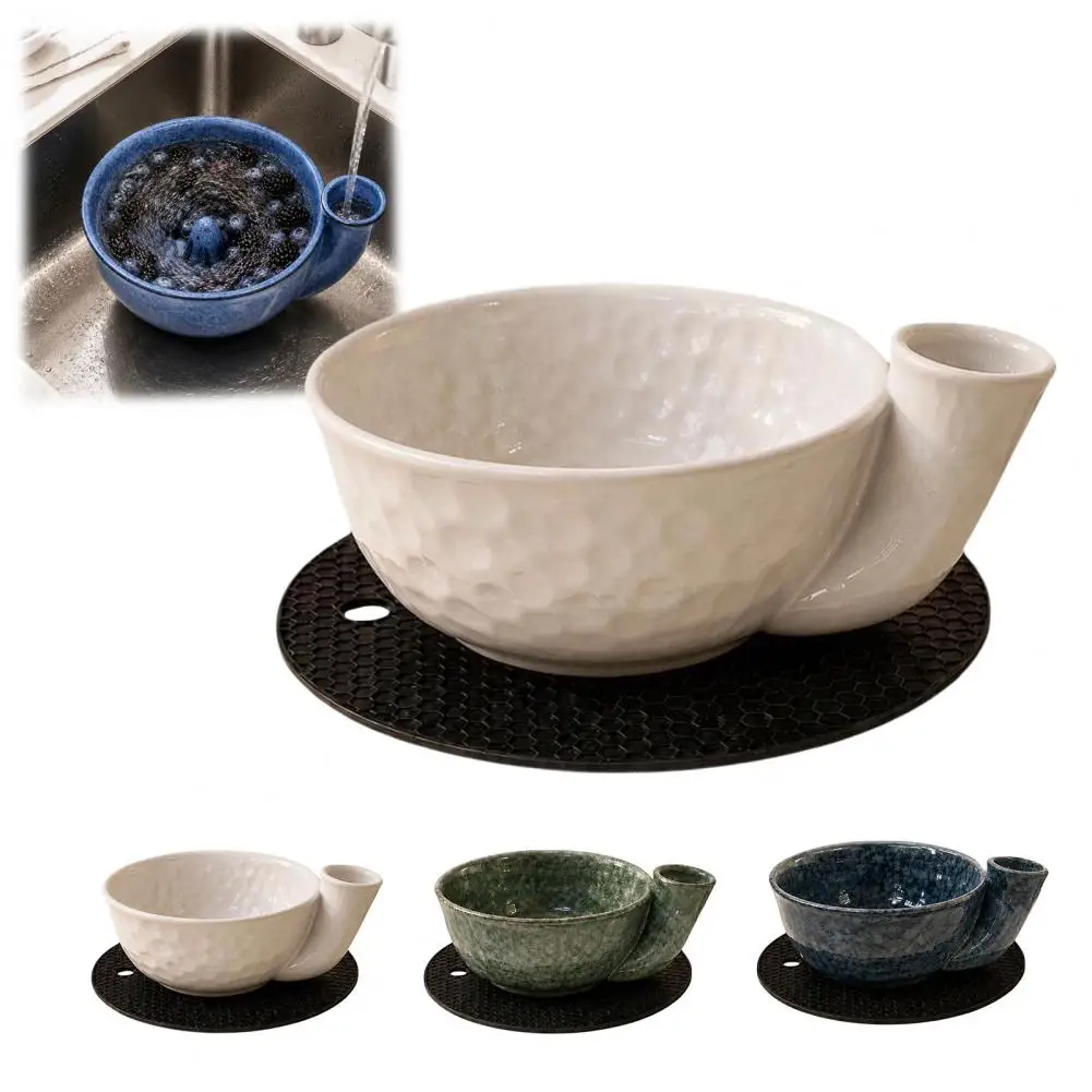 3D Printed Automatic Fruit Washing Bowl Large Capacity Quick Drain Dynamic Vortex Fruit Cleaning Bowl Plastic Central Flow Guide