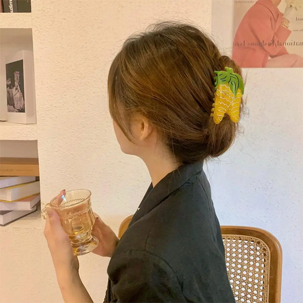 Crab Hair Clip Red Chili Peppers Yellow Corn Vegetable Series Trendy Hair Claw Clips Fashion Accessories for Women Daily Styling