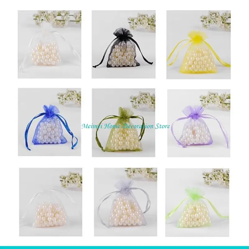 H7BF 100Pcs Fruit Net Cover Mesh Bags with Drawstring Garden Mesh Barrier Bags Fruit Protective Plant Net Bag