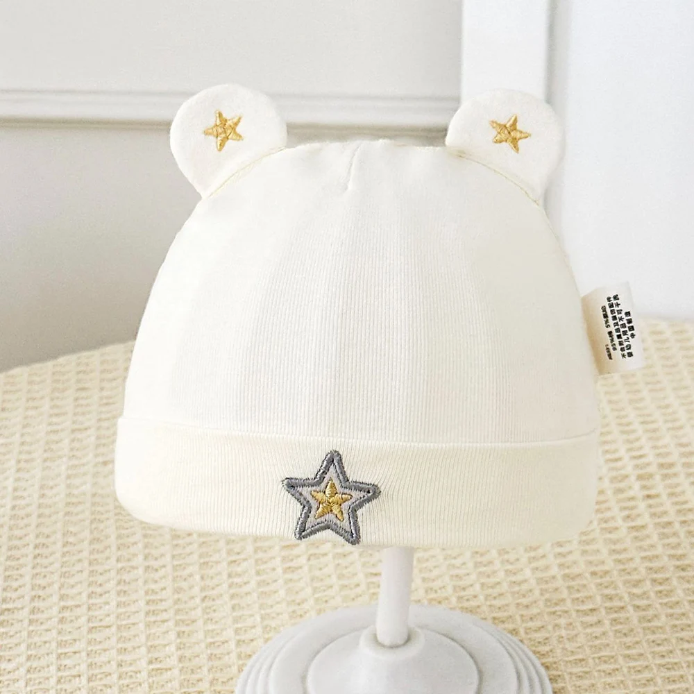 Newborn Hospital Hat Single Layer Star Embroidery Cute Spring Summer Baby Caps For Boys And Girls 0 to 3 Months
