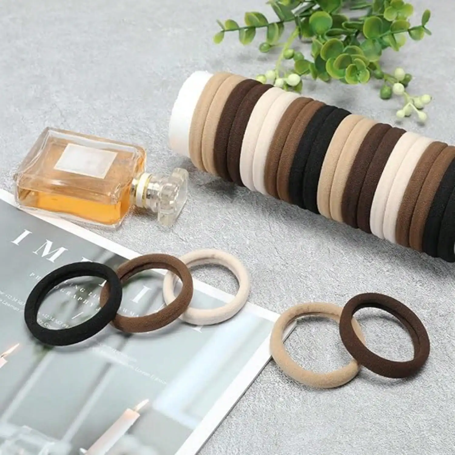 Neutral Coffee Seamless Hair Ties, Soft Elastic Hair Scrunchies For Daily Hairstyling, No Pull & No Damage