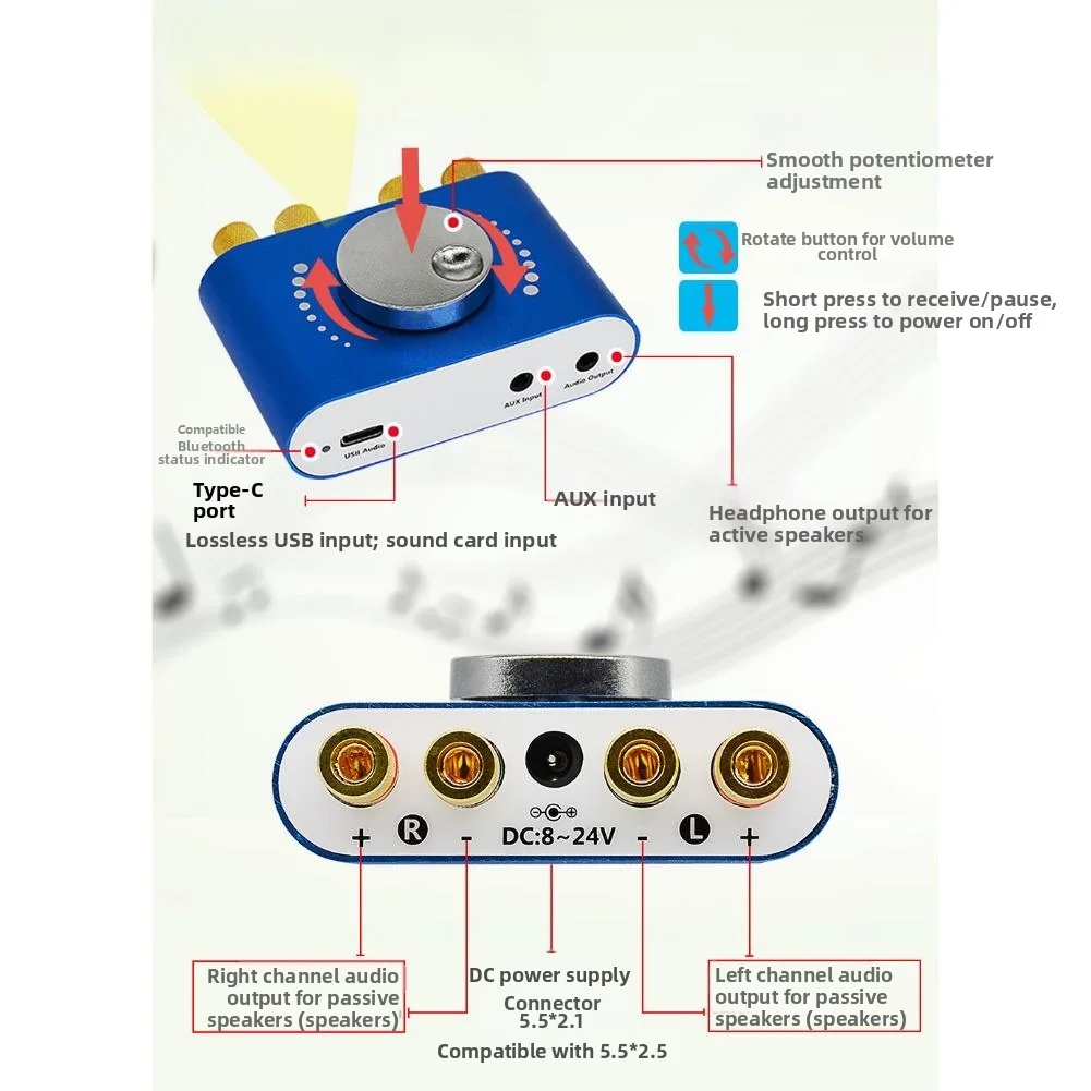 App Control Audio Wireless Audio Board Reverse Polarity Protection Short Circuit Safeguard For 4ohm 8ohm Speakers