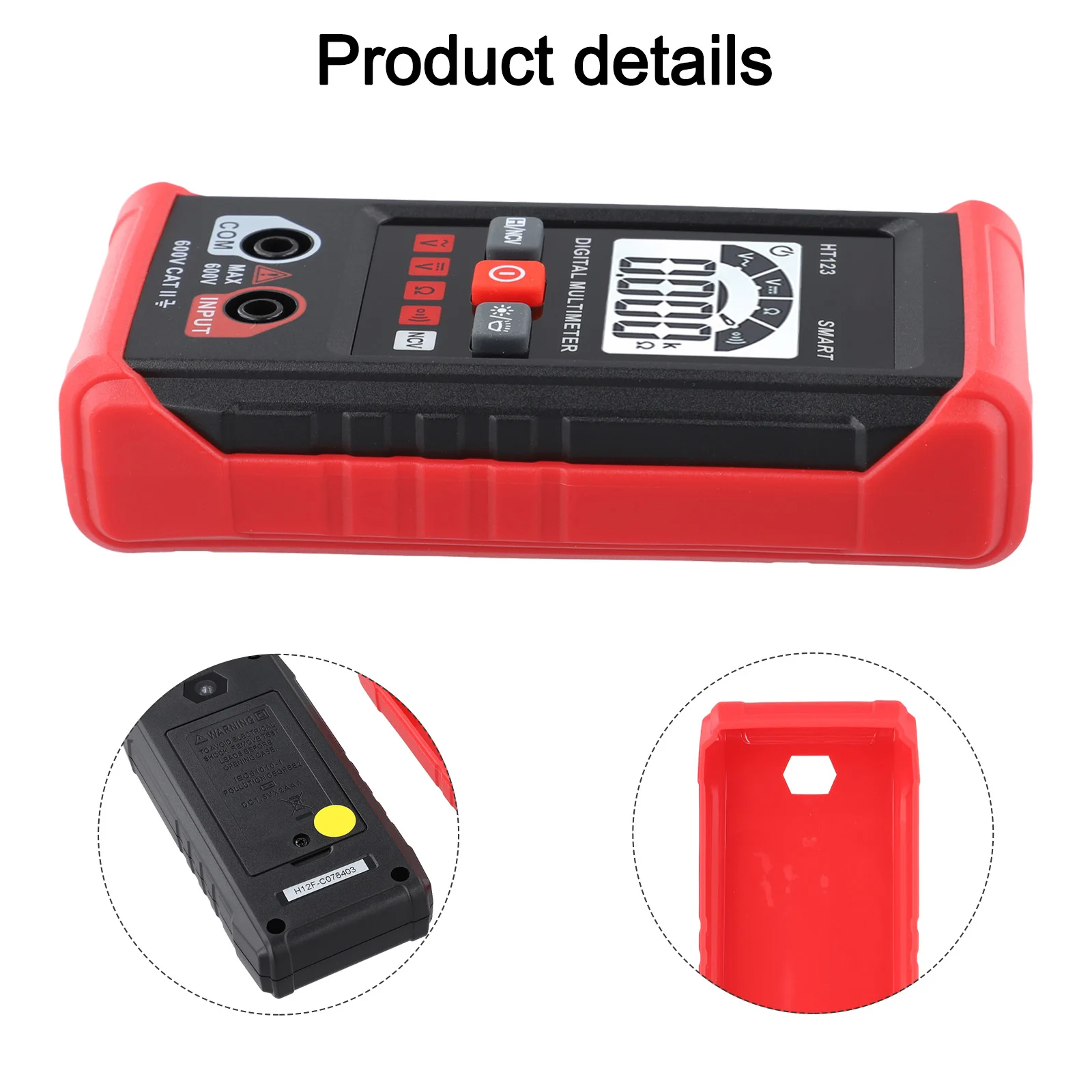 HT123 Digital Multimeter 2000 Counts Auto Range NCV Tester With Backlight Flashlight For Household Voltage Current Resistance Me