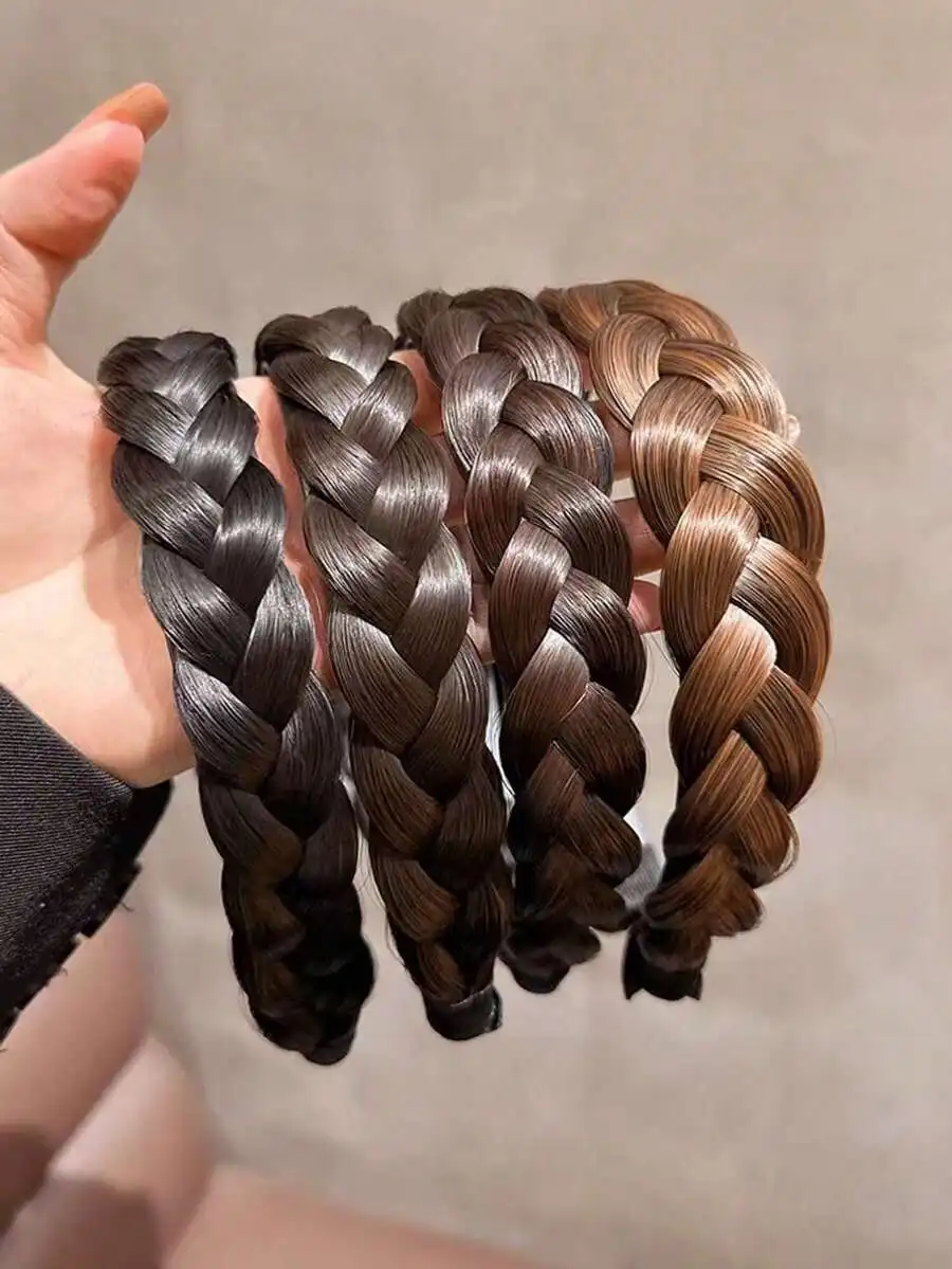 Anti-Slip Fishbone Braid Wig Headband For Women Hair Hoop Accessory