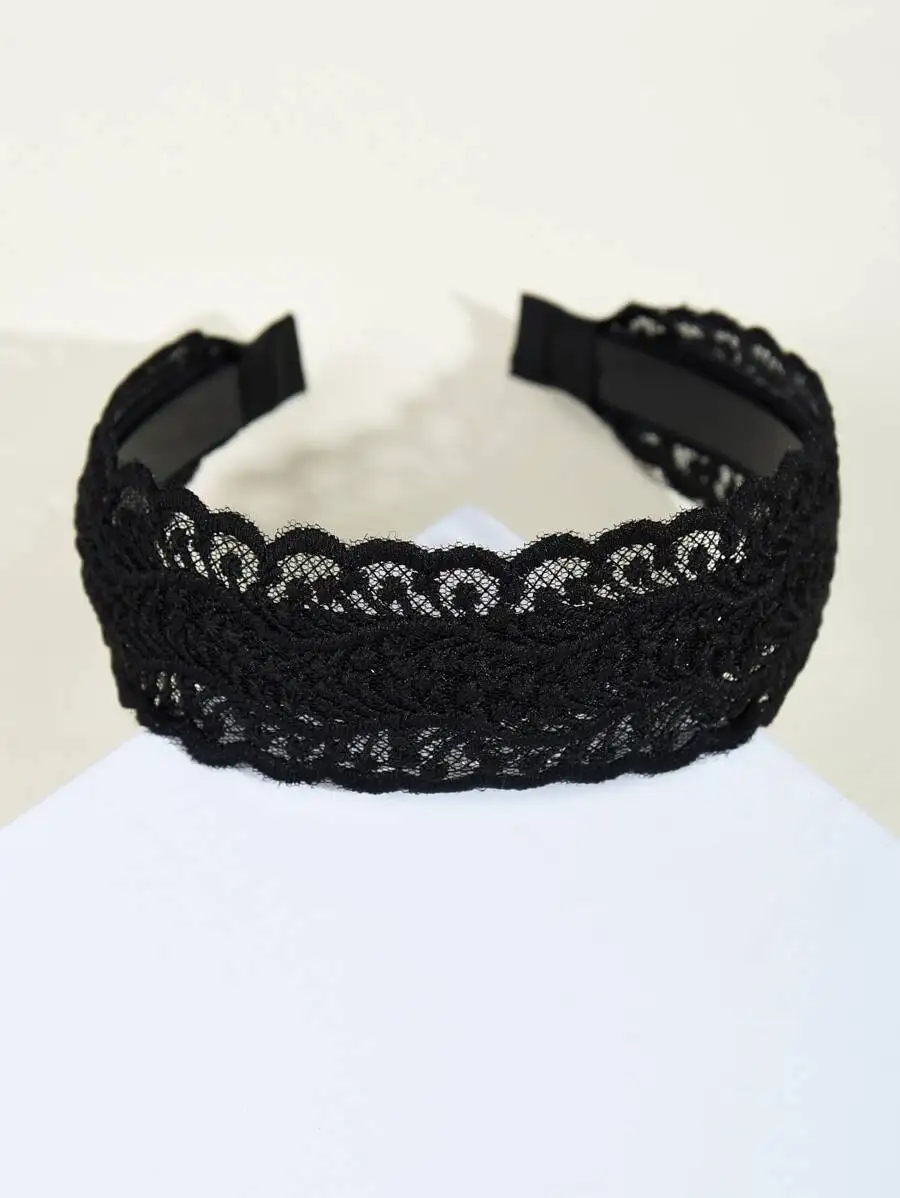 Black Lace Wide Headband Hair Accessory For Women Fashion Hair Hoop