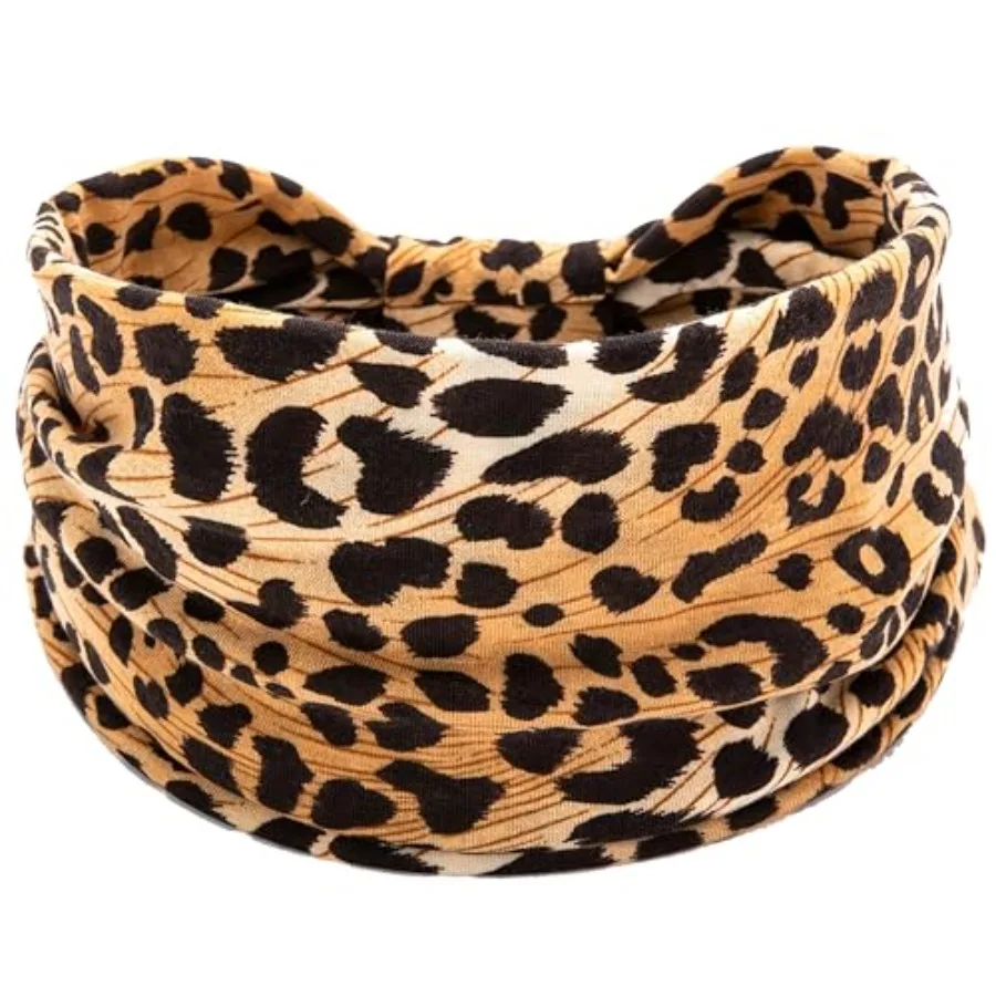 Leopard Yoga Wide Headbands Hair Bands Workout Turban Headwrap Paisly Stretch Hair Accessories for Women Girls