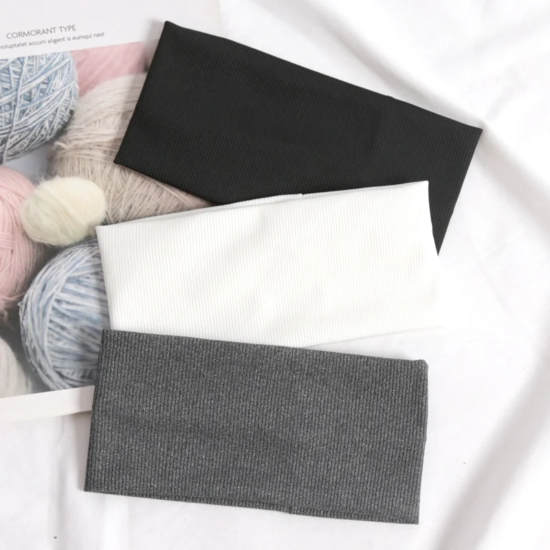 3Pcs Simple Knitted Hair Bands Women Solid Color Elastic HairBands Cute Wash Face Make-up Vintage Sports Running Yoga Headbands