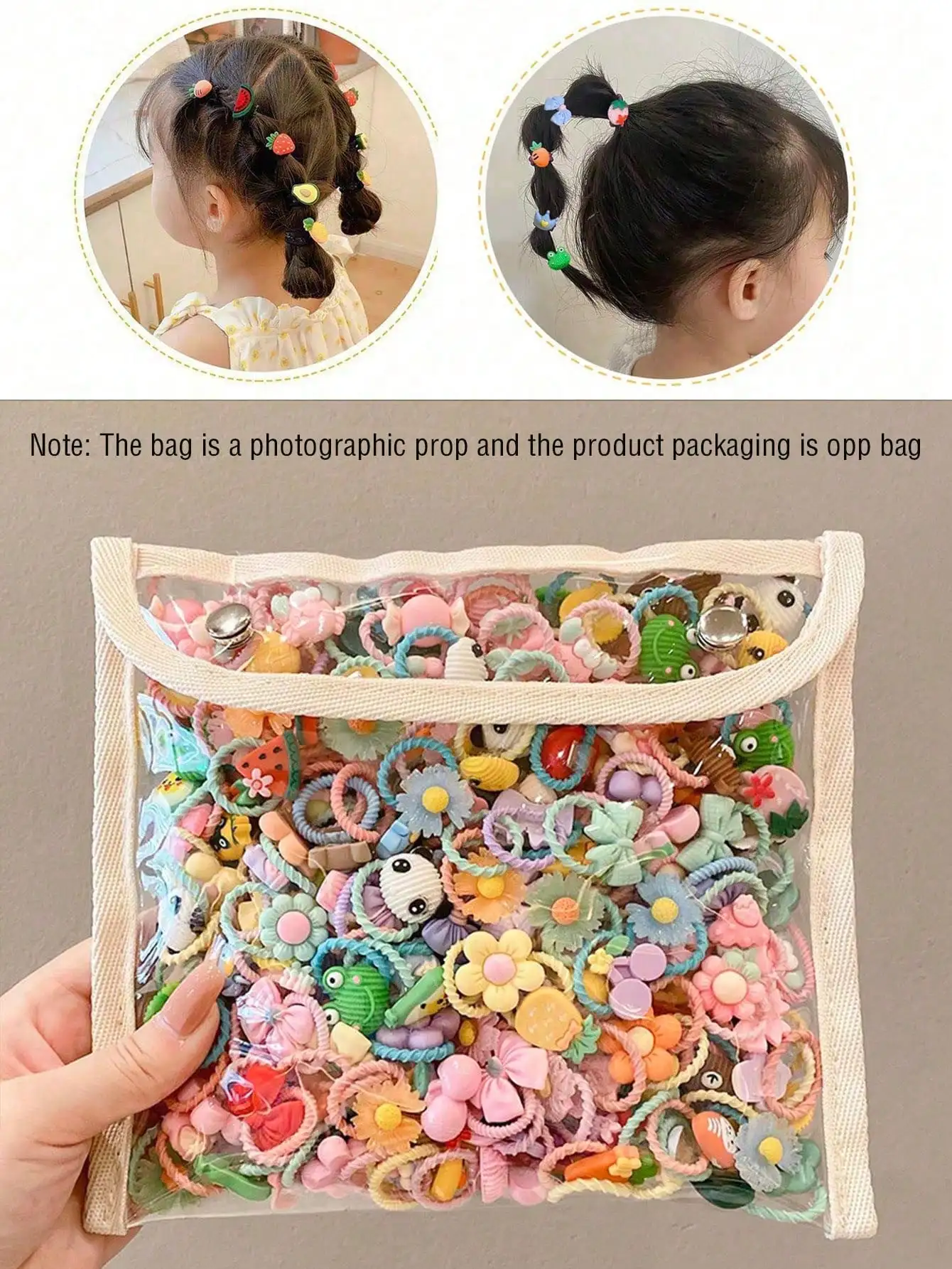 20/50/100pcsCute Cartoon Baby Hair Ties, Elastic Hairbands With Donut-Shaped Loop