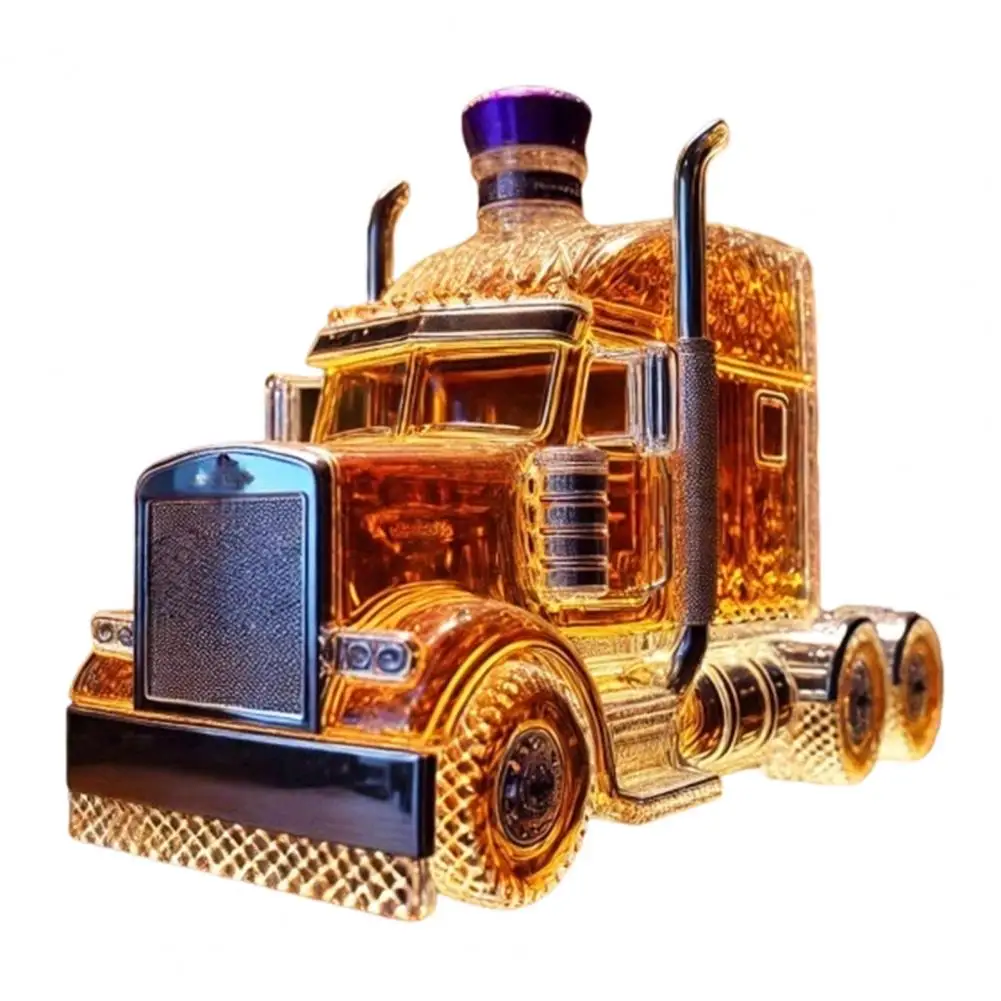 Truck-shaped Bottle Glass Truck-shaped Glass Whiskey Decanter Vintage Liquor Storage Bottle with Airtight Seal Novelty for Home