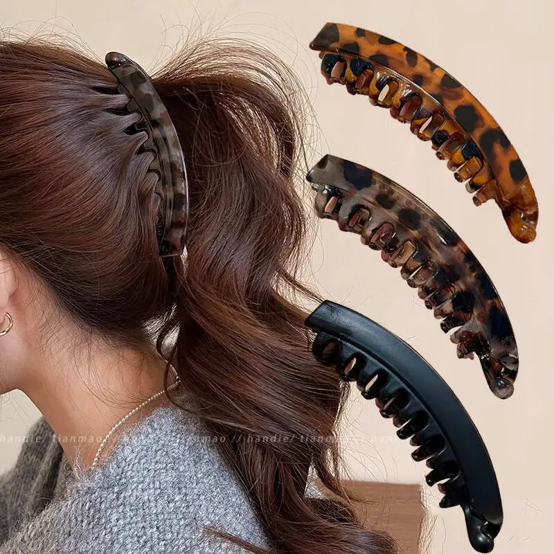 Fashion Tortoiseshell Banana Hair Clip Fish Shaped Hairpin For Women Stylish Hair Accessories Hairgrips Twist Clamp Ponytail Barrettes Trendy Headwear For Daily Wear Party And Casual Occasions hair cl