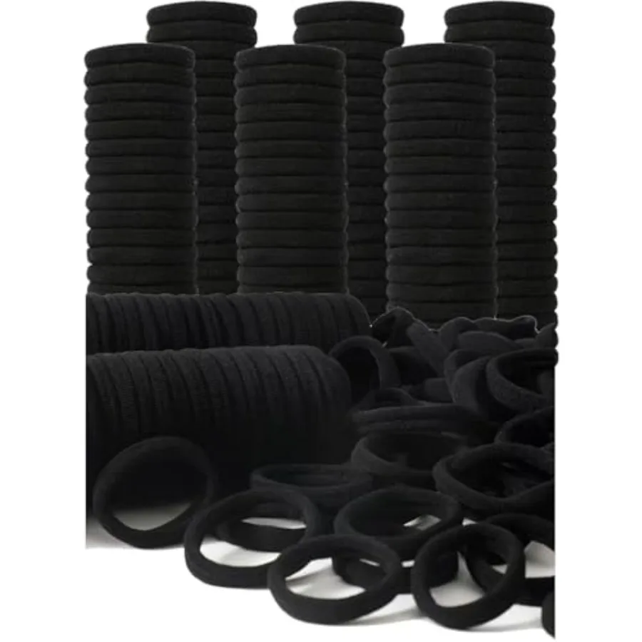200PCS Black Hair Ties for Women and Girls Men Toddler - Seamless, Thick, No Damage Elastic Hair Bands for Ponytails, Workouts,