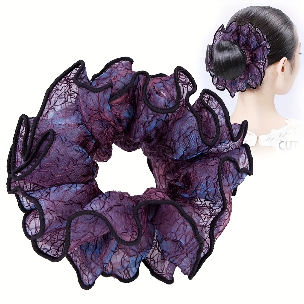 1 lady's elegant mesh hair band - dark purple and black multi-color gradual change, non-slip headband, durable mesh texture, suitable for ponytail, bun, braided hair - no traces hair accessories (no w