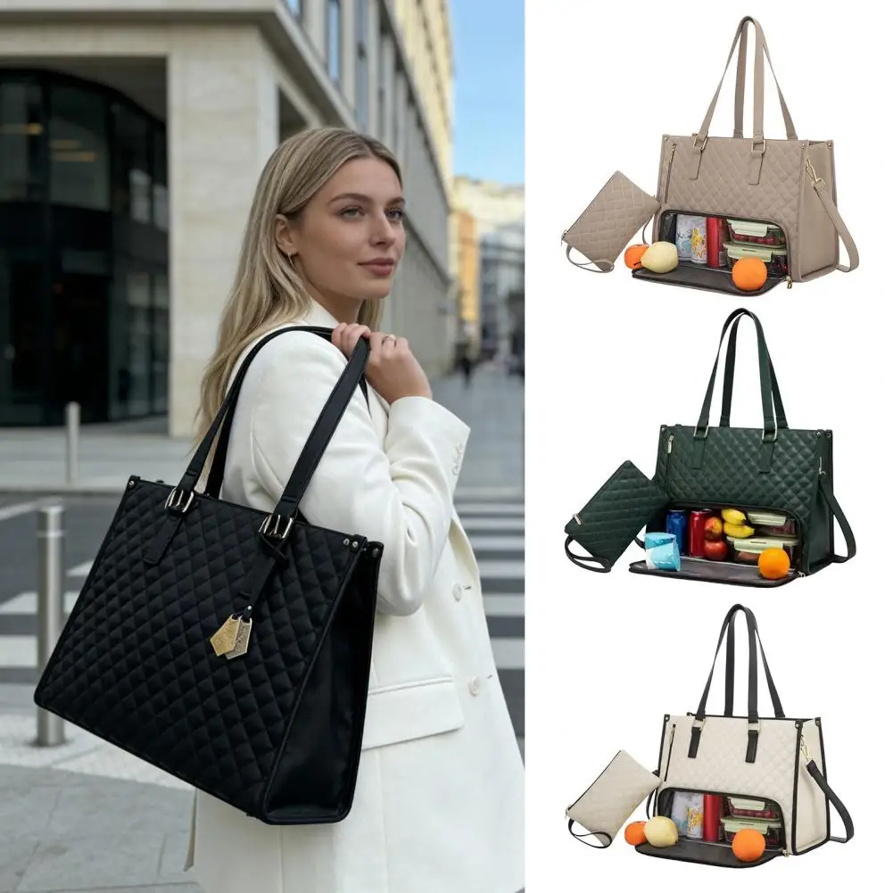 Women's 2-in-1 Insulated Lunch Bag Suitable for 15.6-inch Laptops Leak-proof Insulated Work Bag Waterproof Picnic Cooler Bag