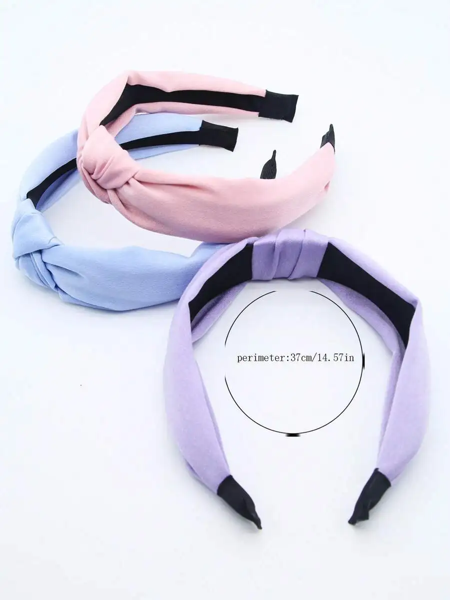 3pcs/Set Women Minimalist Solid Color Fabric Headbands, Versatile Hair Accessories For Daily Use,Festival,Party