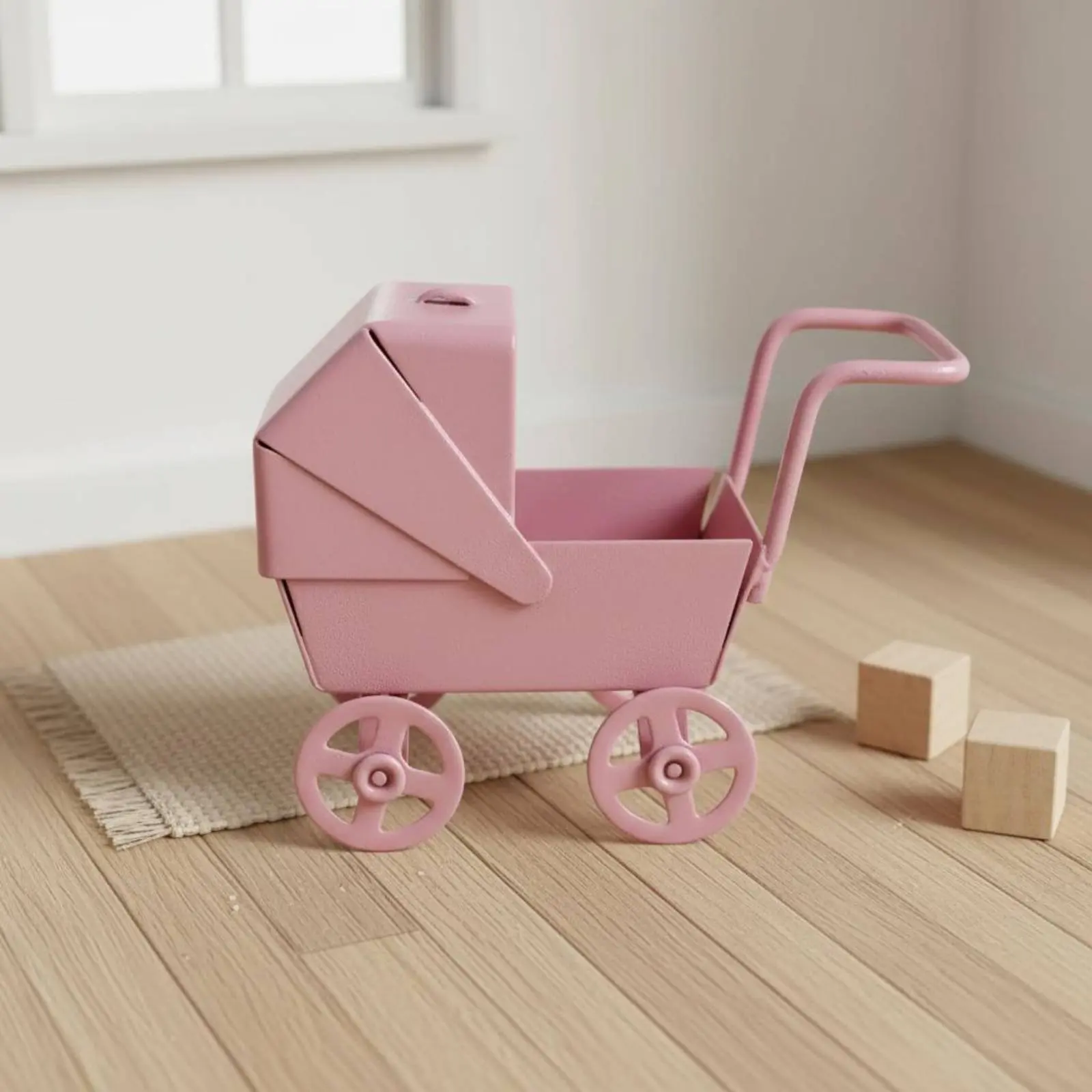 1:12 Scale Baby Carriage Decorative Decoration 1:12 Scale Doll Pram Miniature Baby Baby Carriage Sleek Finish Dollhouse Pram