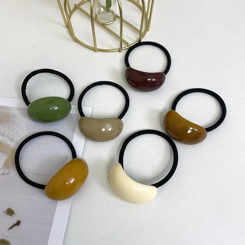 New Advanced Simple Temperament Geometric Arc Hair Loop Versatile  Tie Head Half Round Horsetail Buckle Hair Rope Headwear