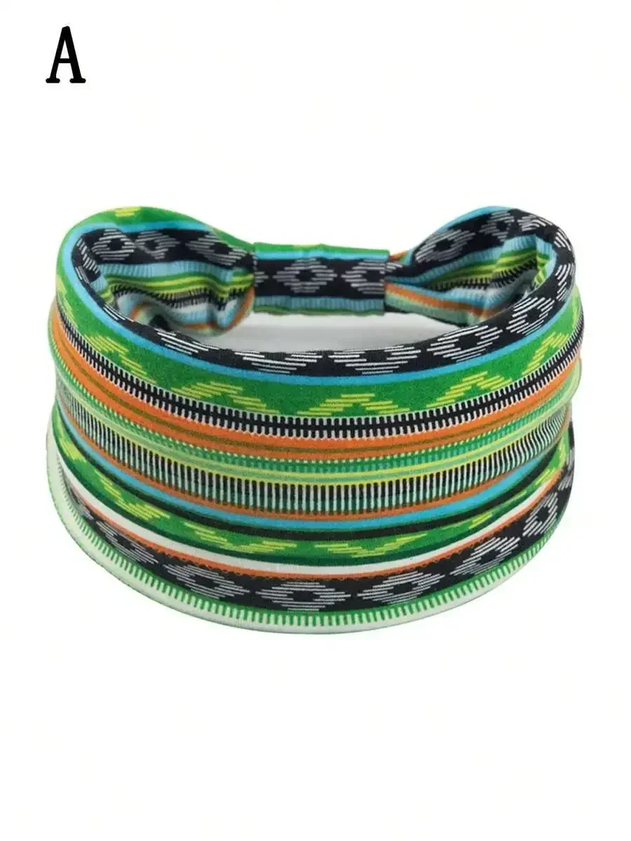 Bohemian Elastic Headbands For Women Multi Color Geometric Pattern Stretchy Hair Wrap
