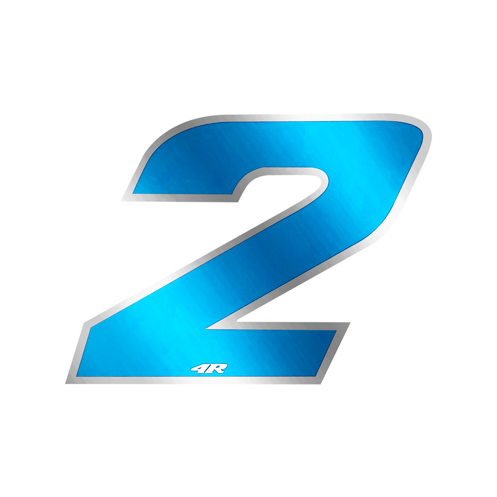 Pegatina Race Number para Motocicleta "2" Azul 65x85mm