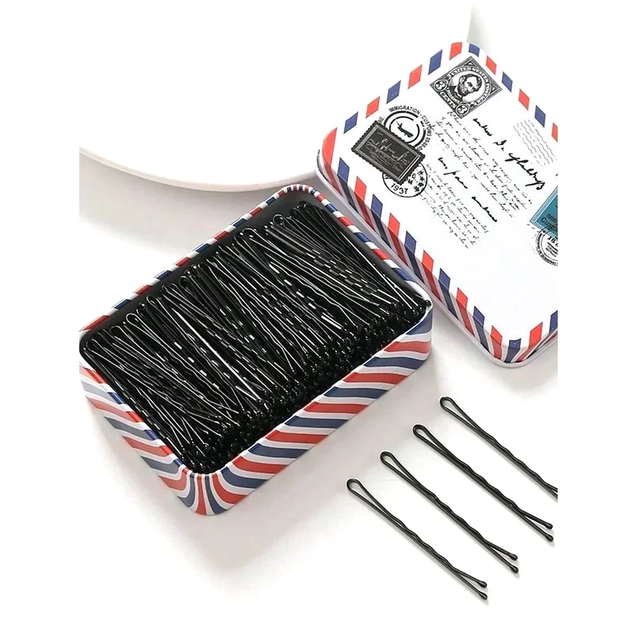 Classic Black Bobby Pins Set, T-Shape Design,Wave Styling Hair Clips For Women, Professional Daily Basic Hairpins & Accessories