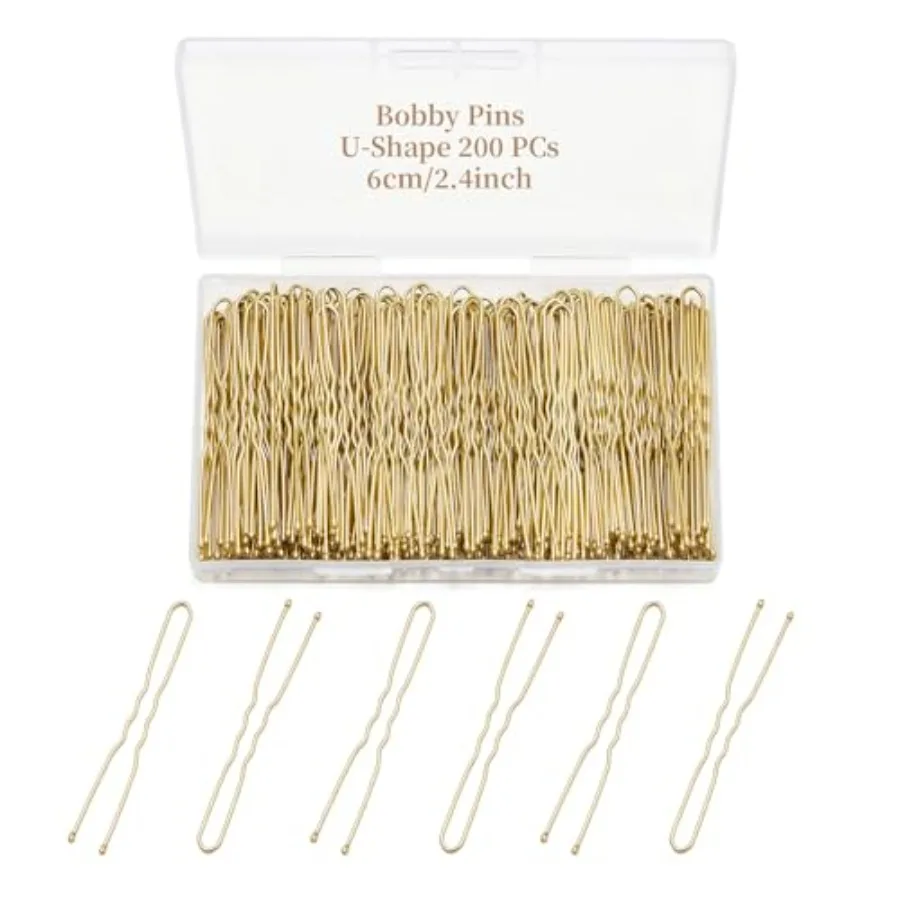 200 Pcs 2.4 Inch U-Shaped Bobby Pins en Metal Hair Pins Hair Accessories for Women Stylists Hair Sticks Girl