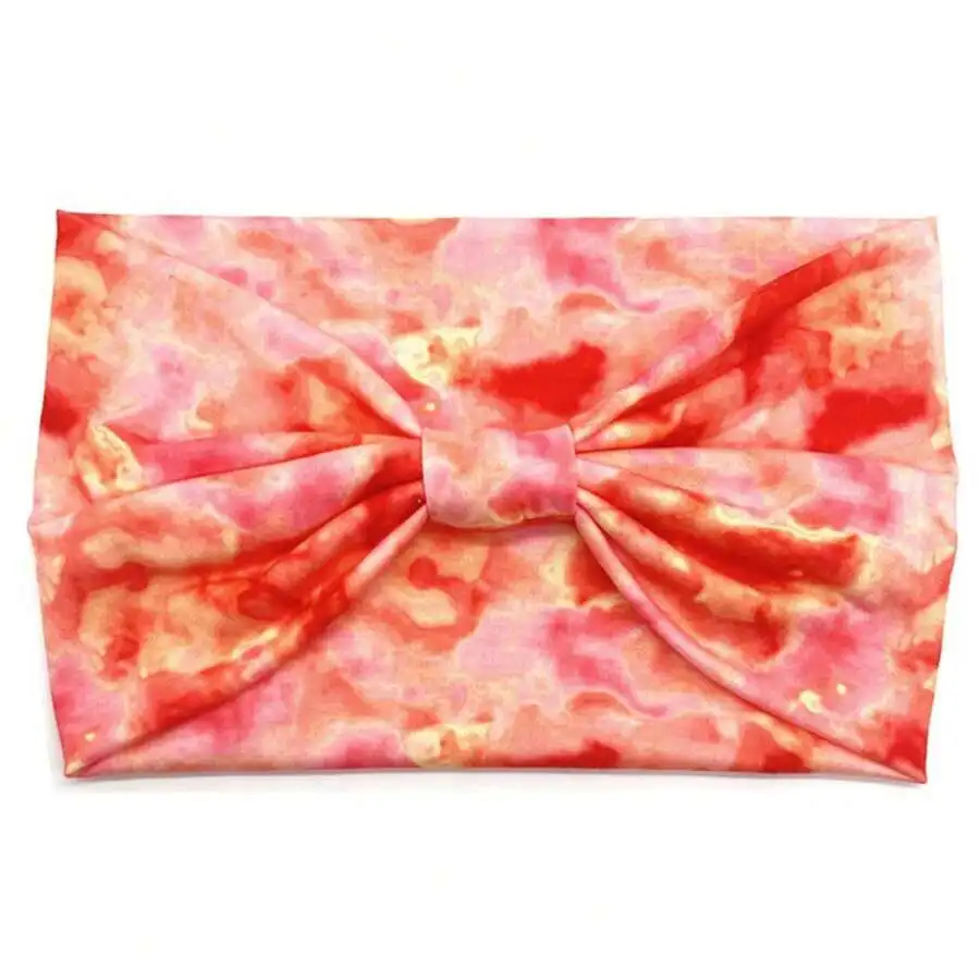 Bohemian Style Bow Knot Fabric Headband For Women Sweat Absorbing Elastic Cotton Sports Hair Accessory