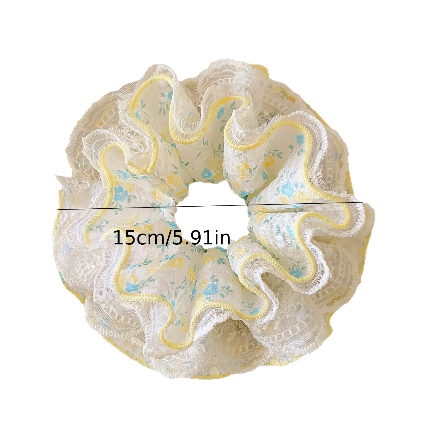 1 pack embroidered floral hair band, lace large intestine hair band, gentle, sweet and small fresh Mori foreign gas ball head hair rope, low ponytail head rope.