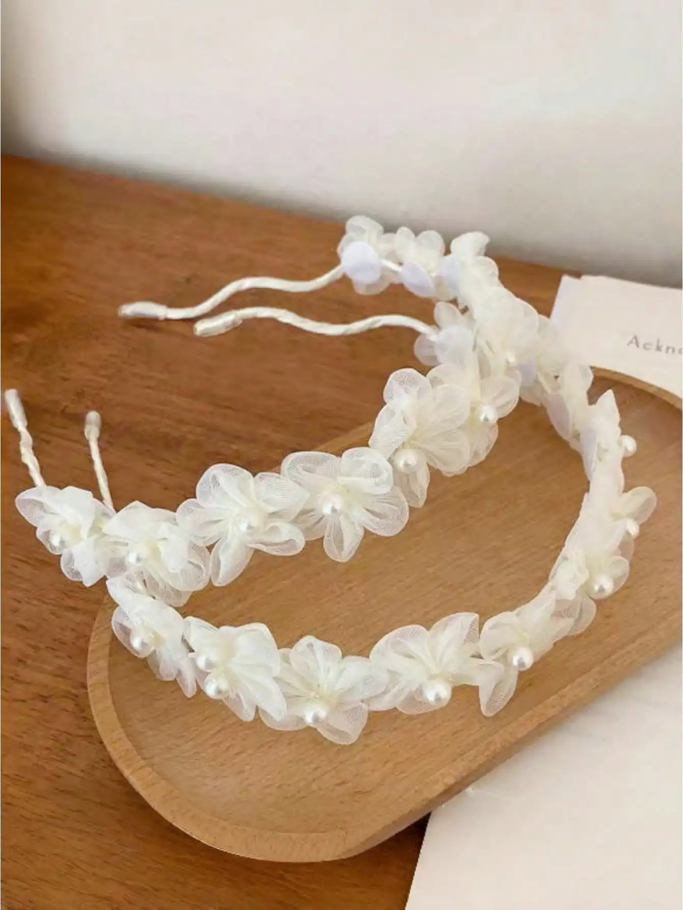 1/2pcs Sweet Girl White Pearl Flower Headband, Versatile Mesh Floral Hairband, Elegant Hair Accessory