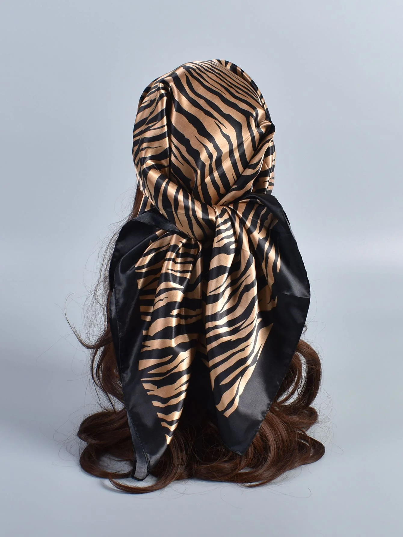 1pc Zebra Striped Print Bandana Women Big Square Scarf Bandana,Hair Band,Head Band Ideal For Dressing Up Your Look