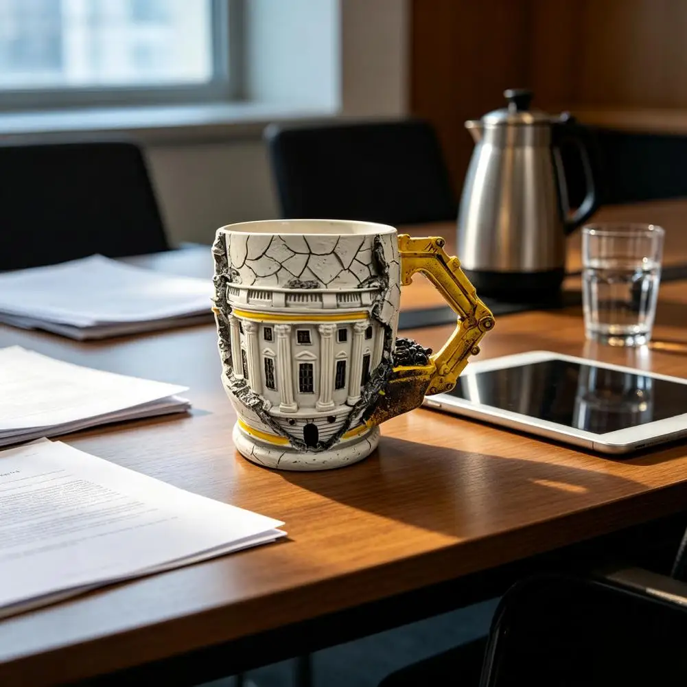 Funny Drinkware Excavator Shape Mug with Ergonomic Handle Resin Retro Texture Drinkware Unique 450ml for Office for Coffee
