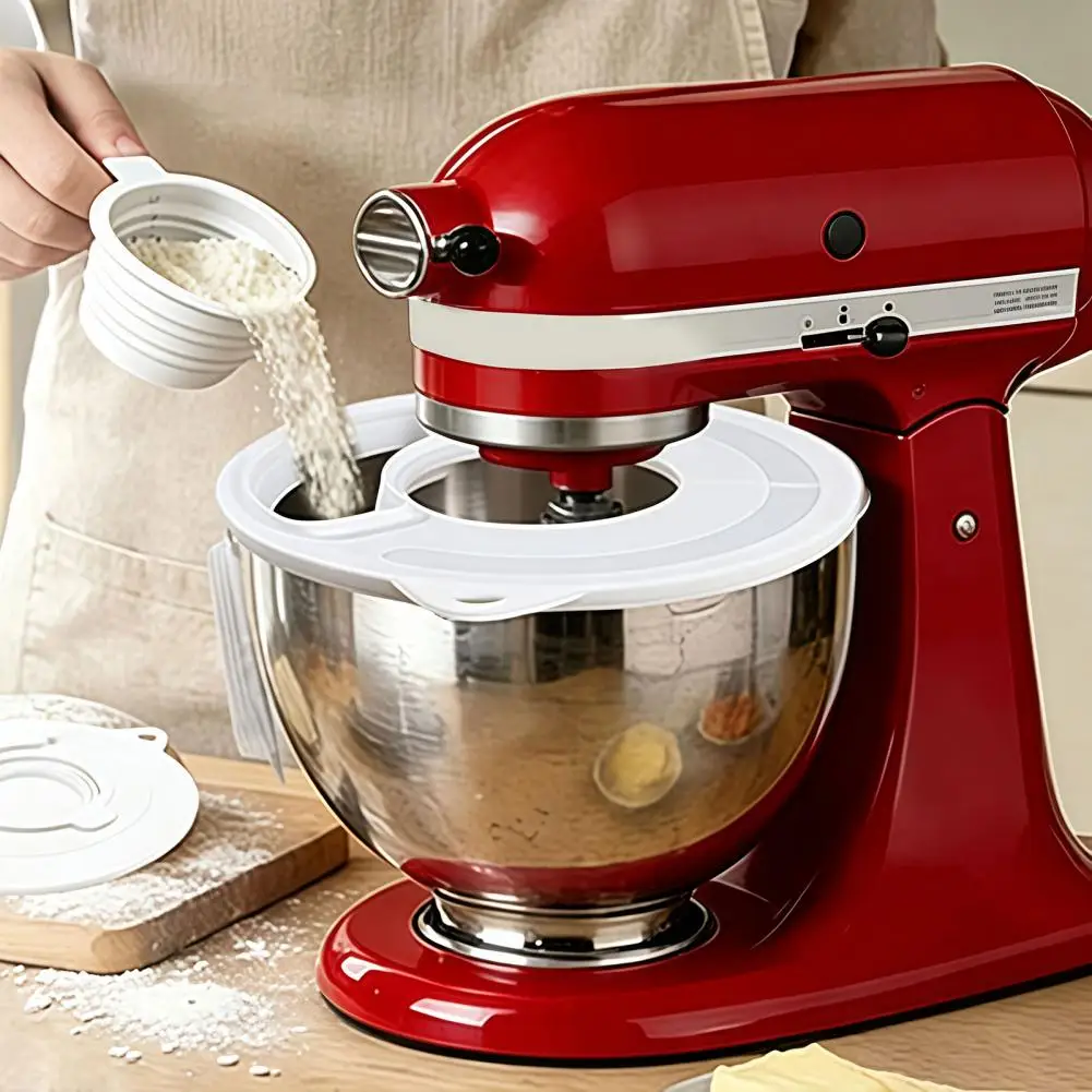 Flour Pouring Bowl Silicone Flour Funnel Mixer Bowl Cover Collapsible Pouring Shield Attachment 3-in-1 Kitchen Aid Stand Mixer