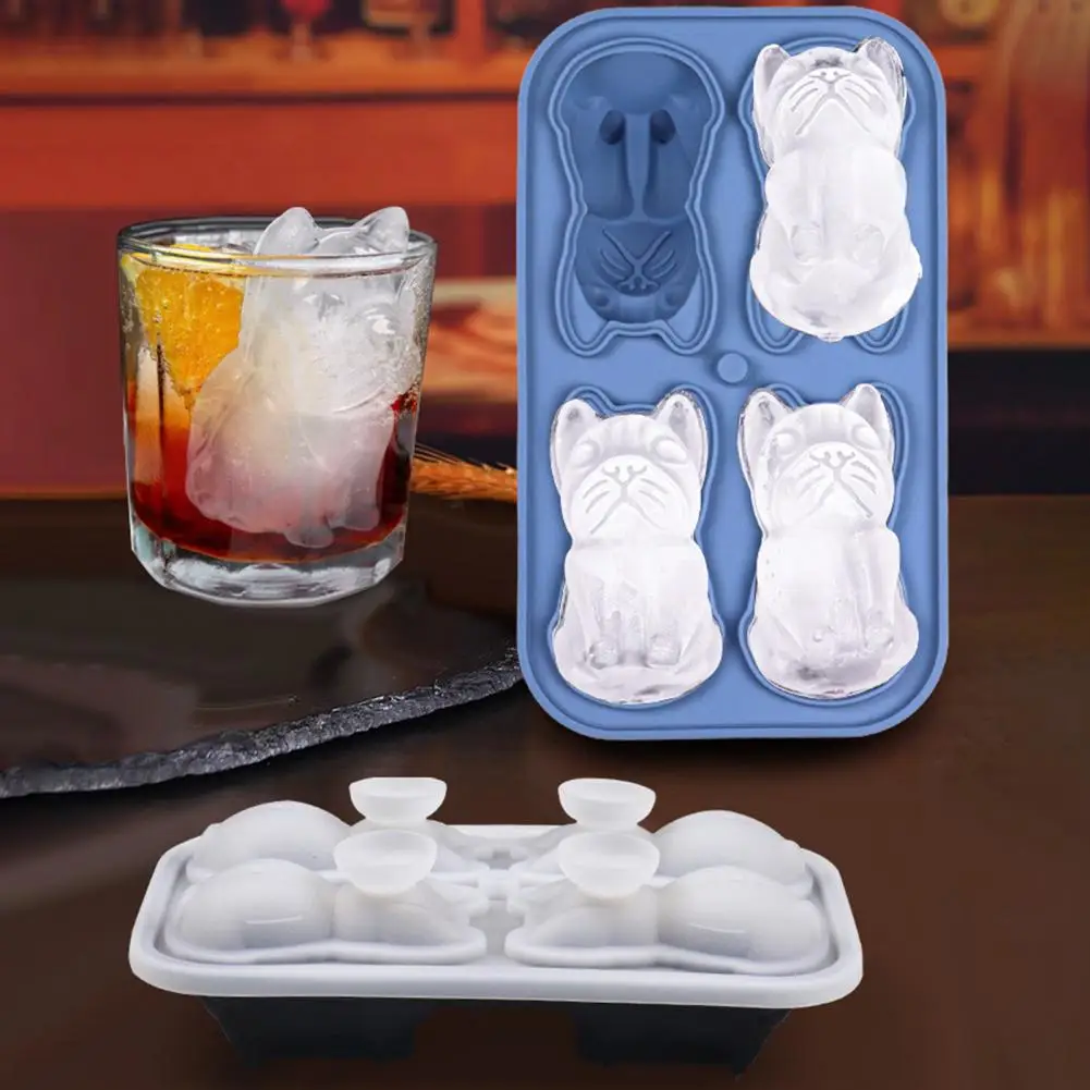 Silicone Pet Dog Ice Cube Mold 3d Pet Dog Silicone Ice Cube Mold Food-grade Slow Melting Cocktail Tray Dishwasher Safe Ice Grid