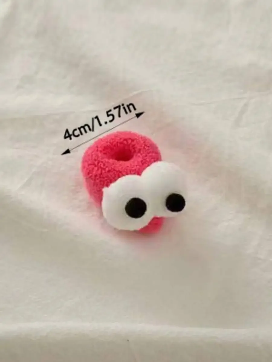 5pcs Cartoon Mini Big Eyes Scrunchies High Elasticity Hair Ties For Women