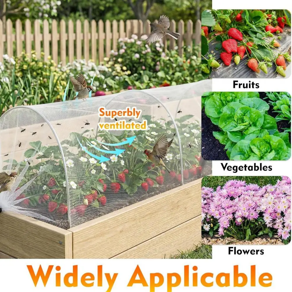 Barrier for Plants Garden Row Netting Pop-up Tunnel Vegetable Fruit Protection Cover Drawstring Garden Bed with for Plants