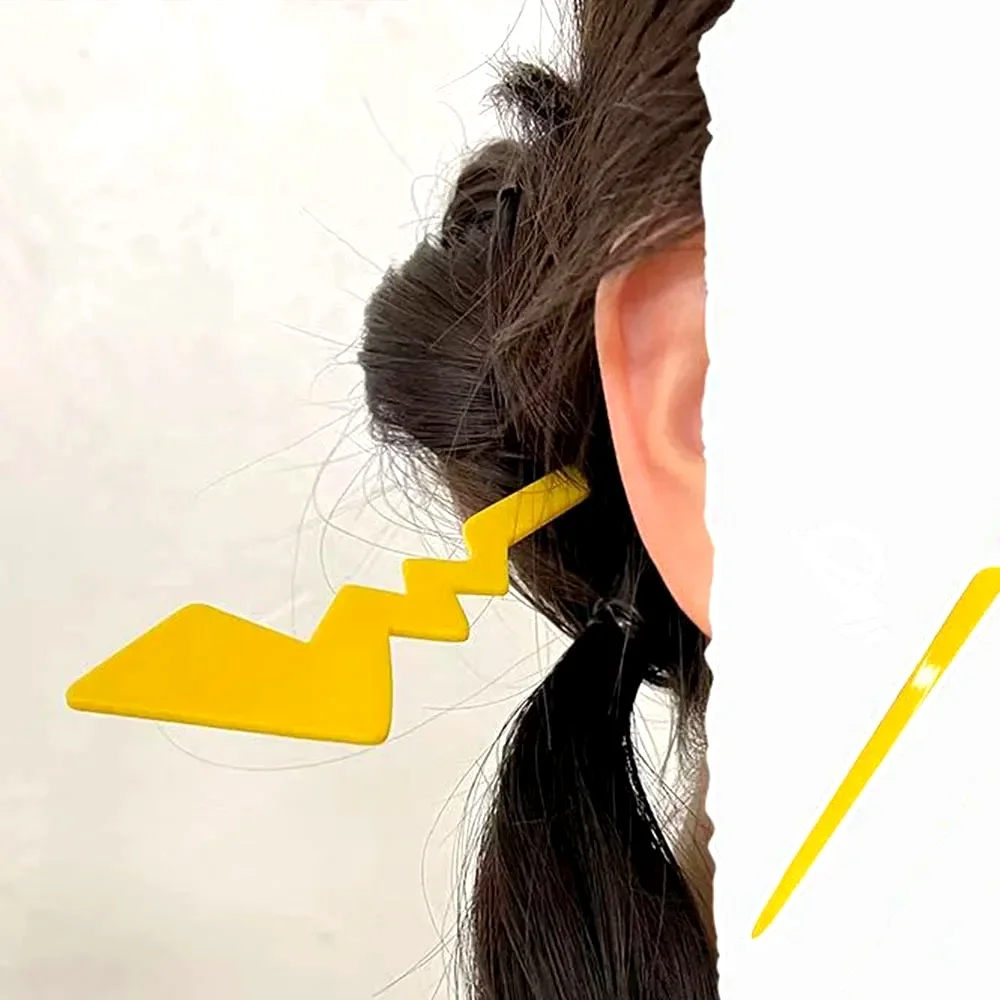 Creative Yellow And Black Lightning Hairpin Cute Updo Headpiece Hairpin Simple Back Of The Coiled Hair Accessory